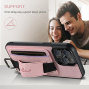 For iPhone 16e Suteni H13 Litchi Leather Wrist Strap Wallet Back Phone Case(Pink)