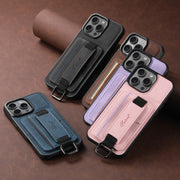 For iPhone 16 Suteni H13 Litchi Leather Wrist Strap Wallet Back Phone Case(Blue)