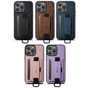 For iPhone 16 Pro Suteni H13 Litchi Leather Wrist Strap Wallet Back Phone Case(Blue)