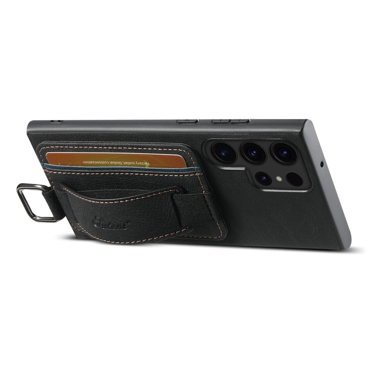 For Samsung Galaxy S24 Ultra 5G Suteni H13 Litchi Leather Wrist Strap Wallet Back Phone Case(Black)