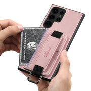 For Samsung Galaxy S24 Ultra 5G Suteni H13 Litchi Leather Wrist Strap Wallet Back Phone Case(Pink)