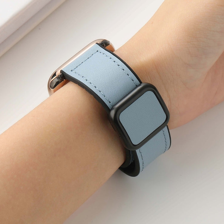 For Apple Watch SE 2023 44mm Fold Magnetic Square Buckle PU Silicone Watch Band(Black)