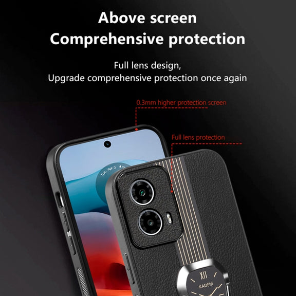 For Motorola Moto G24 Magnetic Litchi Leather Back Phone Case with Holder(Orange)