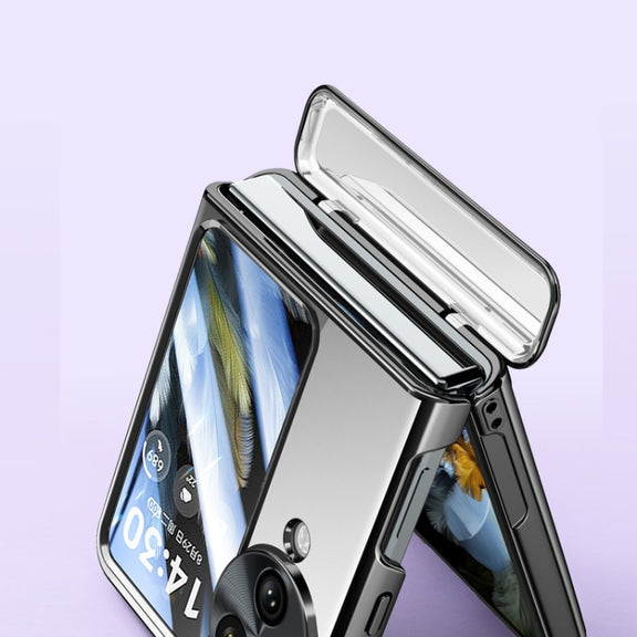 For OPPO Find N3 Flip Electroplated Case-film Integral Hinge Shockproof Phone Case(Black)