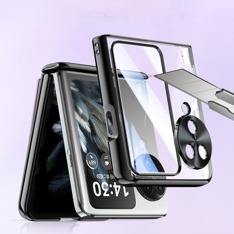 For OPPO Find N3 Flip Electroplated Case-film Integral Hinge Shockproof Phone Case(Black)