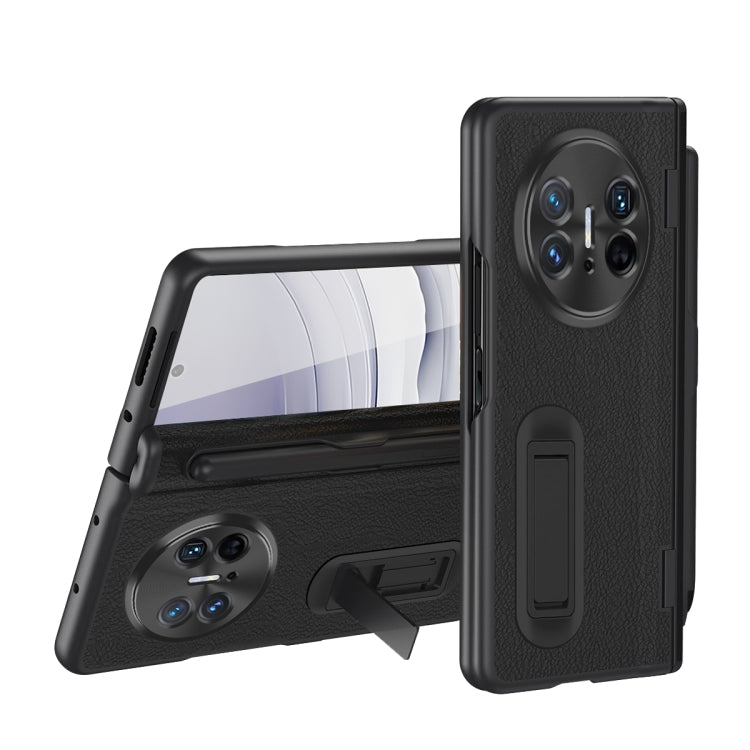 For Huawei  Mate X5 Integrated Film Plain Leather Phone Case with Pen(Black)