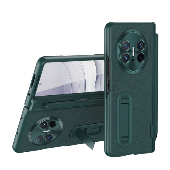 For Huawei  Mate X5 Integrated Film Plain Leather Phone Case with Pen(Green)