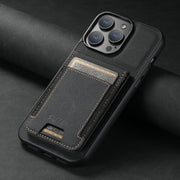 For iPhone 15 Pro Max Suteni H03 Litchi Leather Card Bag Stand Back Phone Case(Black)