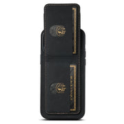 For iPhone 15 Pro Max Suteni H03 Litchi Leather Card Bag Stand Back Phone Case(Black)
