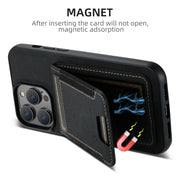 For iPhone 16 Plus Suteni H03 Litchi Leather Card Bag Stand Back Phone Case(Black)