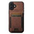 For iPhone 16 Plus Suteni H03 Litchi Leather Card Bag Stand Back Phone Case(Brown) - free shipping - PMC TechLife - Order now!