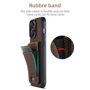 For iPhone 16e Suteni H03 Litchi Leather Card Bag Stand Back Phone Case(Brown)