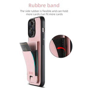 For iPhone 16e Suteni H03 Litchi Leather Card Bag Stand Back Phone Case(Pink)