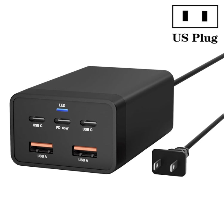 GAN 125W PD65W Dual Type-C + QC3.0 USB Multi Compatible Notebook Adapter US Plug