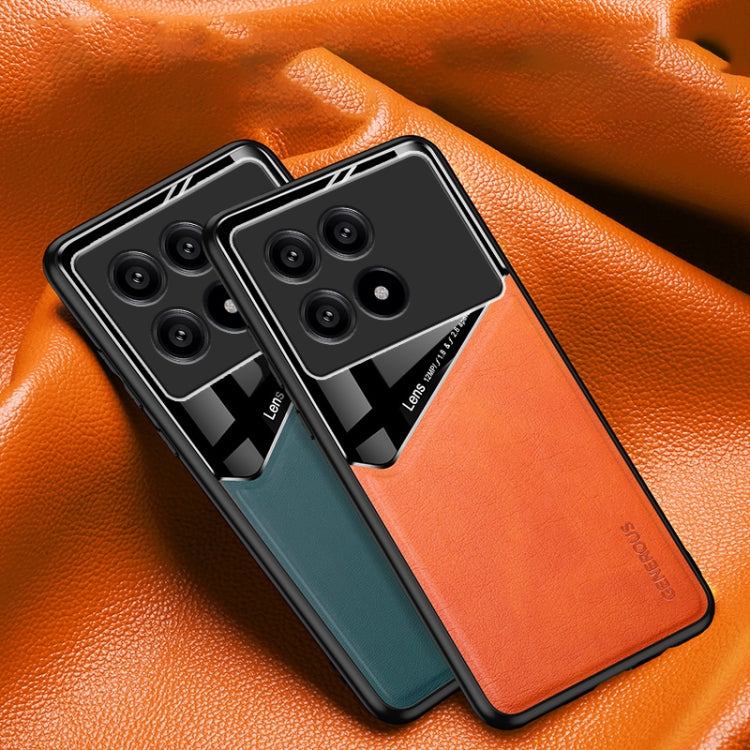For Xiaomi Redmi K70 All-inclusive Leather Organic Glass Phone Case with Metal Iron Sheet(Yellow)