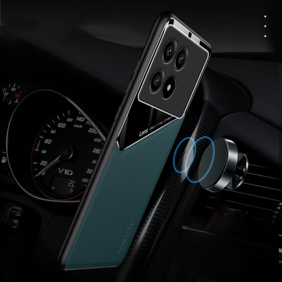 For Xiaomi Redmi K70 All-inclusive Leather Organic Glass Phone Case with Metal Iron Sheet(Yellow)