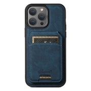 For iPhone 12 Pro Max Suteni H17 Litchi Texture Leather MagSafe Detachable Wallet Phone Case(Blue)