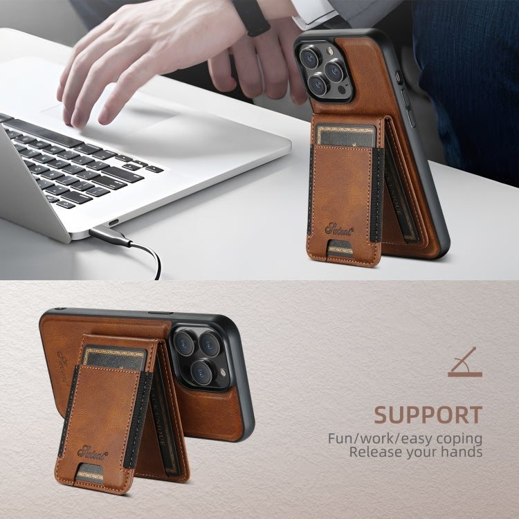 For iPhone 16 Pro Max Suteni H17 Oil Eax Leather MagSafe Detachable Wallet Phone Case(Brown)