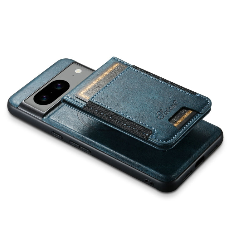 For Google Pixel 8 Pro Suteni H17 Oil Eax Leather Detachable Wallet Phone Case(Blue)