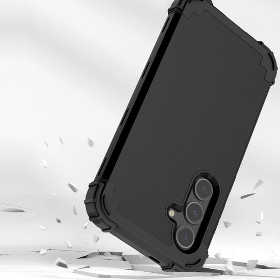 For Samsung Galaxy S24 5G 3 in 1 Silicone Hybrid PC Shockproof Phone Case(Black)