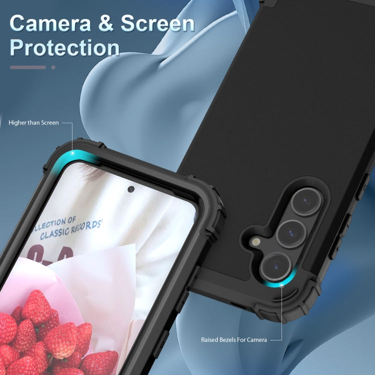 For Samsung Galaxy S24 5G 3 in 1 Silicone Hybrid PC Shockproof Phone Case(Black)