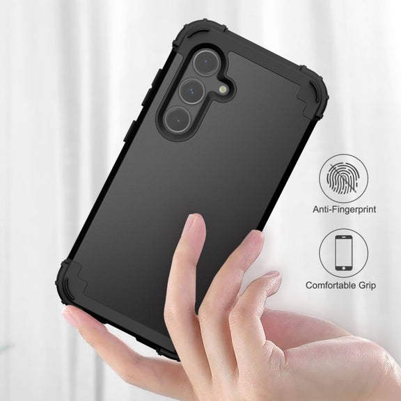 For Samsung Galaxy S24 5G 3 in 1 Silicone Hybrid PC Shockproof Phone Case(Black)