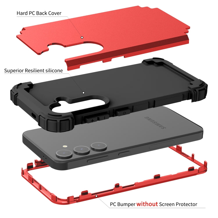 For Samsung Galaxy S24 5G 3 in 1 Silicone Hybrid PC Shockproof Phone Case(Red)