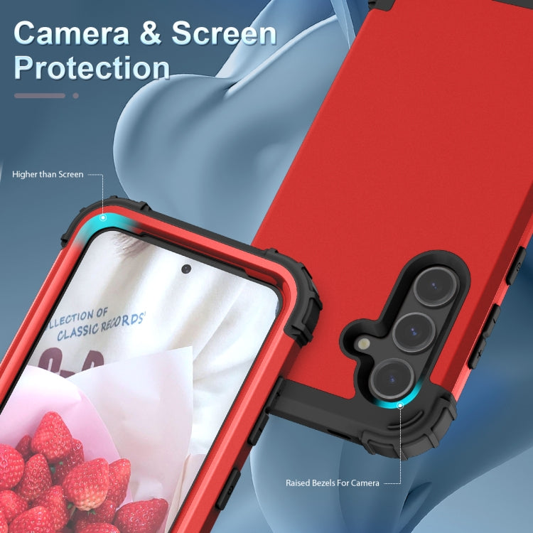 For Samsung Galaxy S24 5G 3 in 1 Silicone Hybrid PC Shockproof Phone Case(Red)