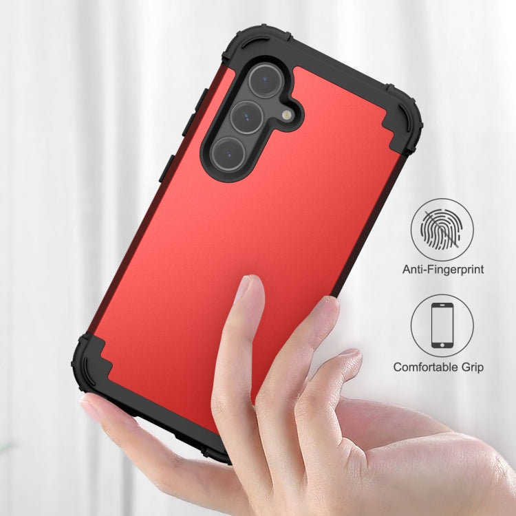 For Samsung Galaxy S24 5G 3 in 1 Silicone Hybrid PC Shockproof Phone Case(Red)