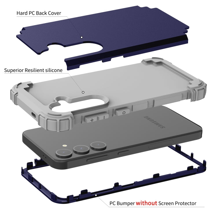 For Samsung Galaxy S24 5G 3 in 1 Silicone Hybrid PC Shockproof Phone Case(Blue)