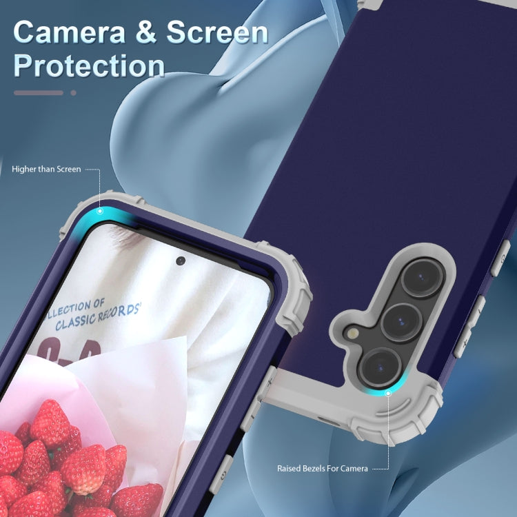 For Samsung Galaxy S24 5G 3 in 1 Silicone Hybrid PC Shockproof Phone Case(Blue)