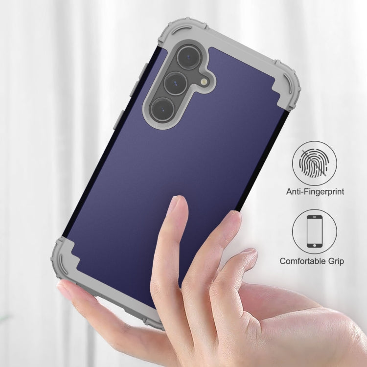 For Samsung Galaxy S24 5G 3 in 1 Silicone Hybrid PC Shockproof Phone Case(Blue)