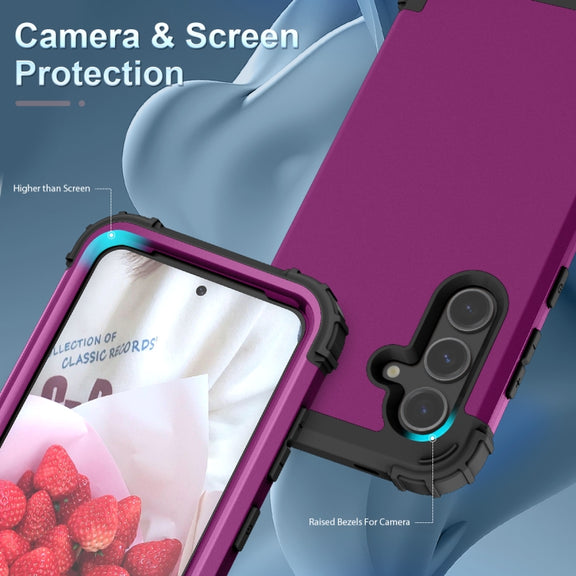For Samsung Galaxy S24 5G 3 in 1 Silicone Hybrid PC Shockproof Phone Case(Dark Purple)