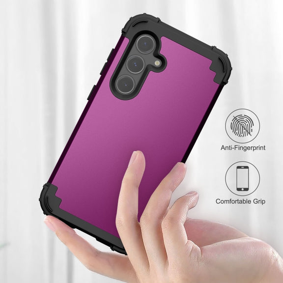 For Samsung Galaxy S24 5G 3 in 1 Silicone Hybrid PC Shockproof Phone Case(Dark Purple)