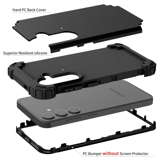 For Samsung Galaxy S24+ 5G 3 in 1 Silicone Hybrid PC Shockproof Phone Case(Black)