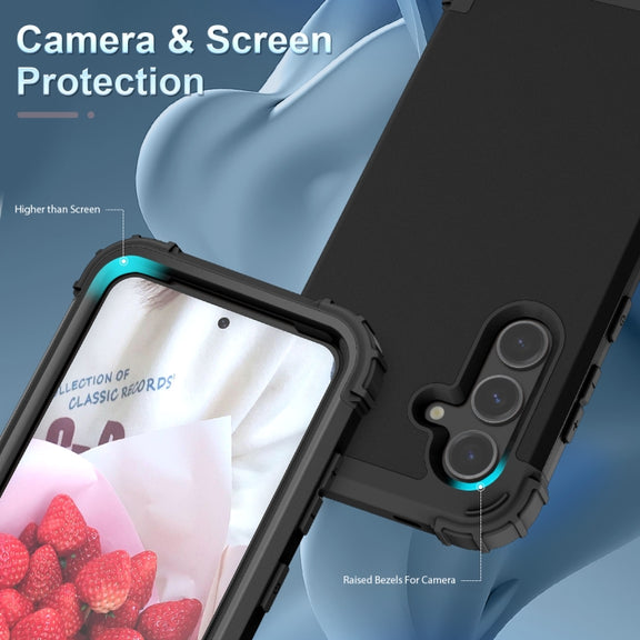 For Samsung Galaxy S24+ 5G 3 in 1 Silicone Hybrid PC Shockproof Phone Case(Black)