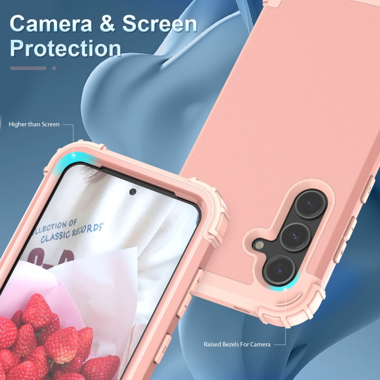 For Samsung Galaxy S24+ 5G 3 in 1 Silicone Hybrid PC Shockproof Phone Case(Rose Gold)