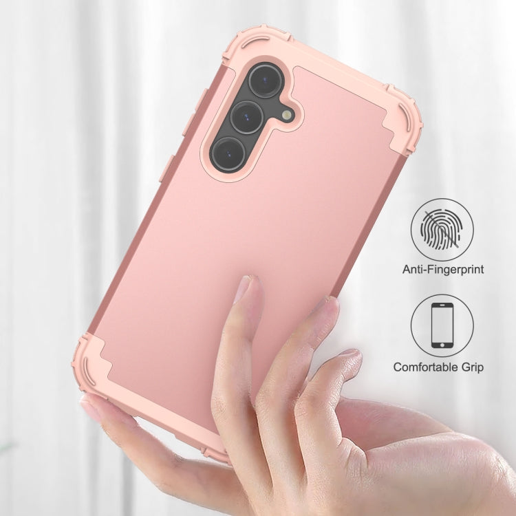 For Samsung Galaxy S24+ 5G 3 in 1 Silicone Hybrid PC Shockproof Phone Case(Rose Gold)