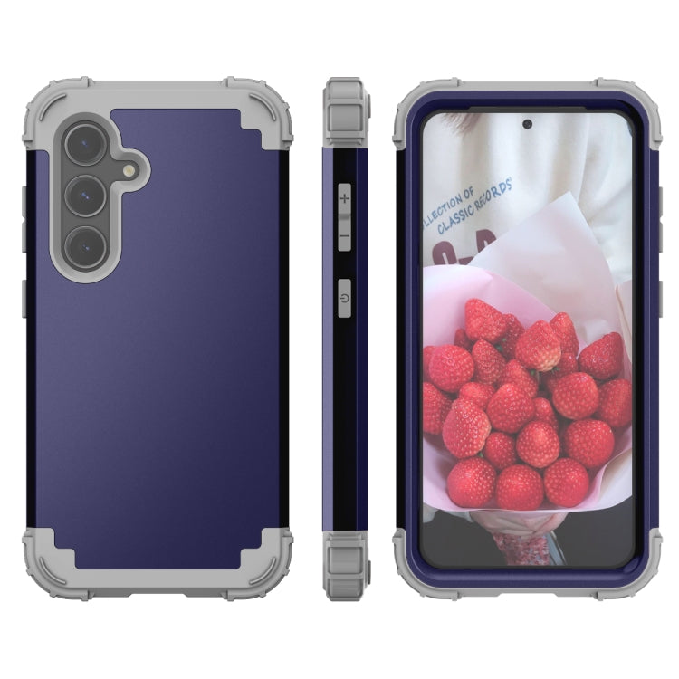 For Samsung Galaxy S24+ 5G 3 in 1 Silicone Hybrid PC Shockproof Phone Case(Blue)