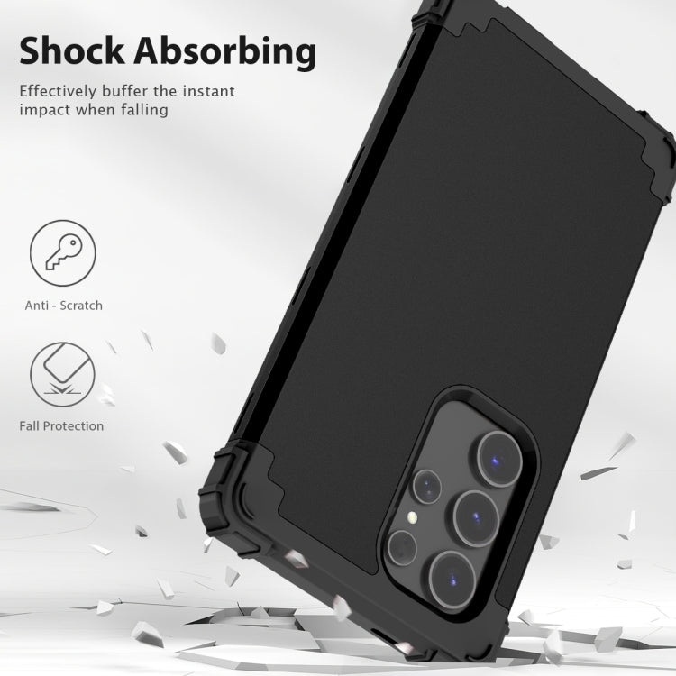 For Samsung Galaxy S24 Ultra 5G 3 in 1 Silicone Hybrid PC Shockproof Phone Case(Black)