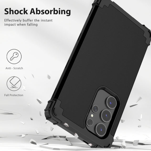 For Samsung Galaxy S24 Ultra 5G 3 in 1 Silicone Hybrid PC Shockproof Phone Case(Black)