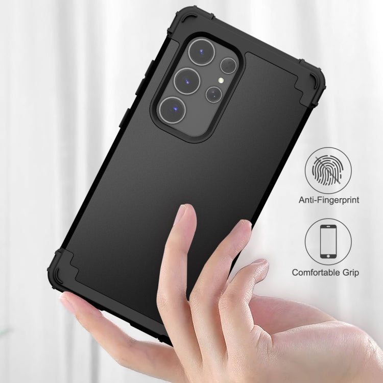 For Samsung Galaxy S24 Ultra 5G 3 in 1 Silicone Hybrid PC Shockproof Phone Case(Black)