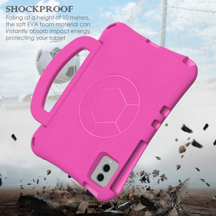 For Samsung Galaxy Tab S9 FE 11 X510 2023 Handle Football Shaped EVA Shockproof Tablet Case(Rose Red)
