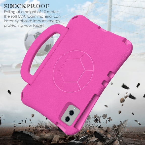 For Samsung Galaxy Tab S9 FE 11 X510 2023 Handle Football Shaped EVA Shockproof Tablet Case(Rose Red)
