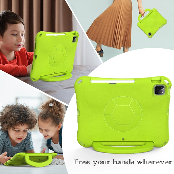For iPad Air 11 2024 Handle Football Shaped EVA Shockproof Tablet Case(Grass Green)