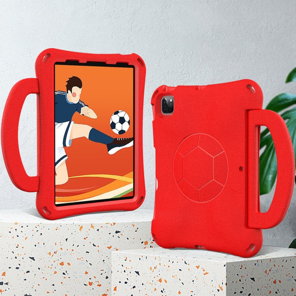 For iPad Air 11 2024 Handle Football Shaped EVA Shockproof Tablet Case(Red)