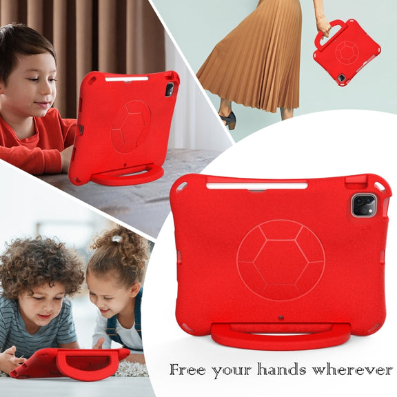For iPad Air 11 2024 Handle Football Shaped EVA Shockproof Tablet Case(Red)