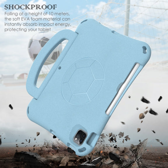 For iPad Air 11 2024 Handle Football Shaped EVA Shockproof Tablet Case(Light Blue)