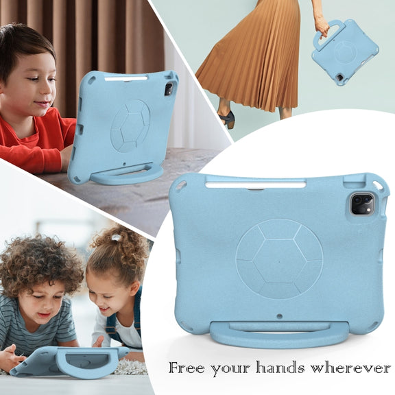 For iPad Air 11 2024 Handle Football Shaped EVA Shockproof Tablet Case(Light Blue)
