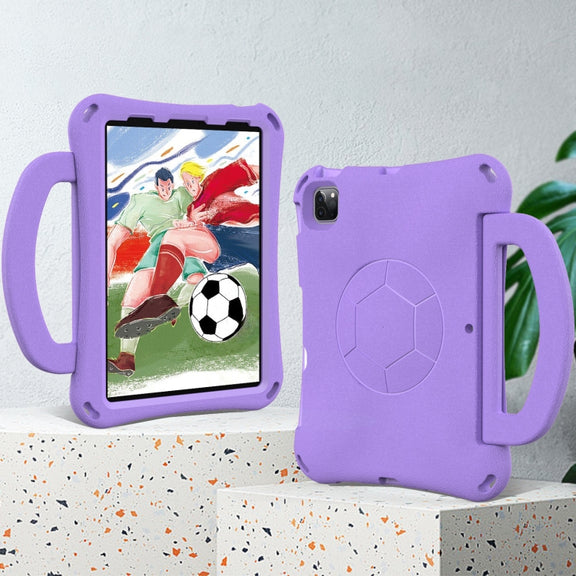 For iPad Pro 11 2024 Handle Football Shaped EVA Shockproof Tablet Case(Light Purple)